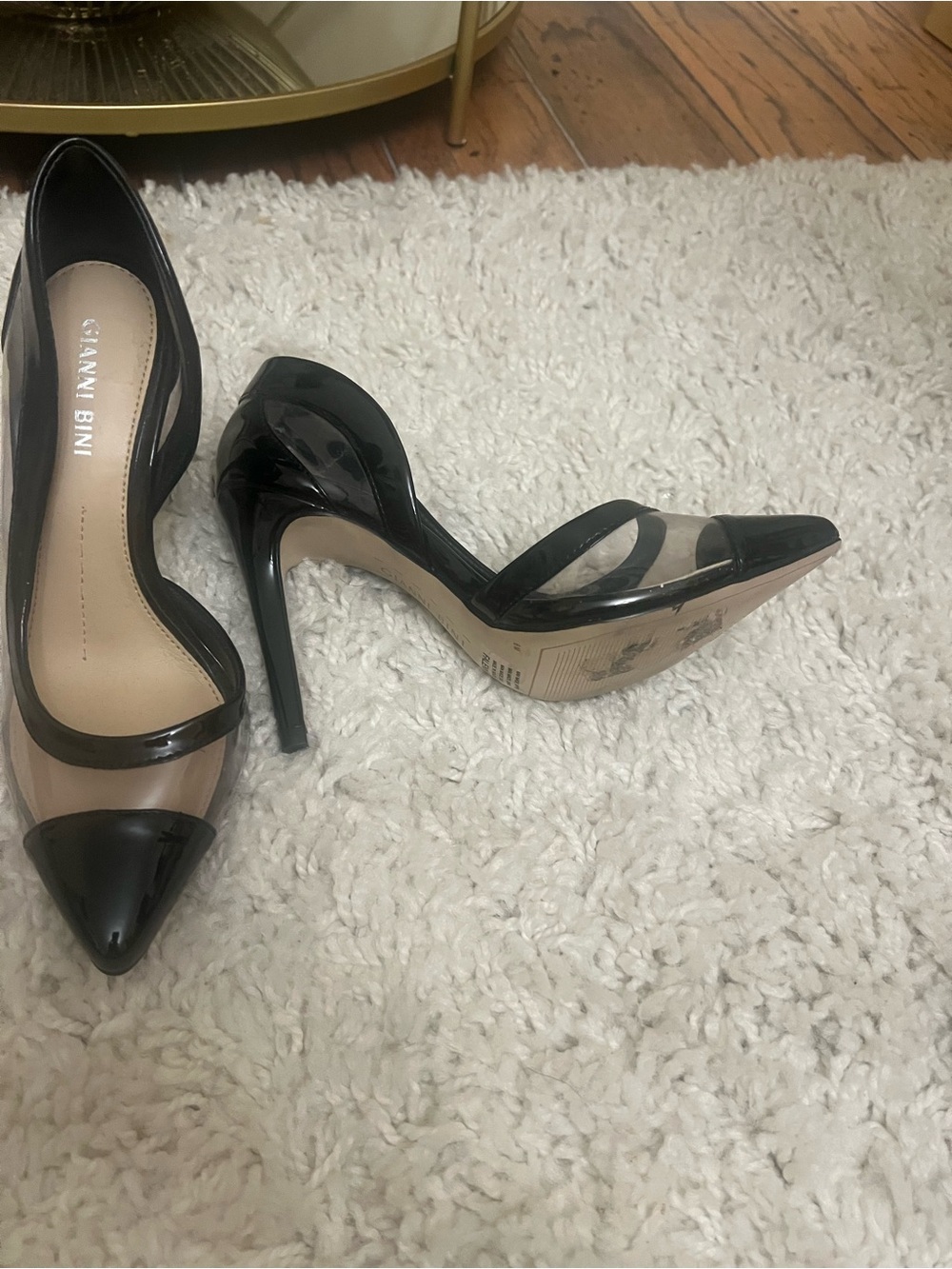 Gianni Bini Black Pointed-Toe Clear Trim Heels - Picture 2 of 2